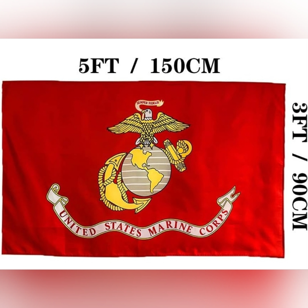 Double Sided US Marine Corps Military Flags 3x5 - Vivid Colors- New in package